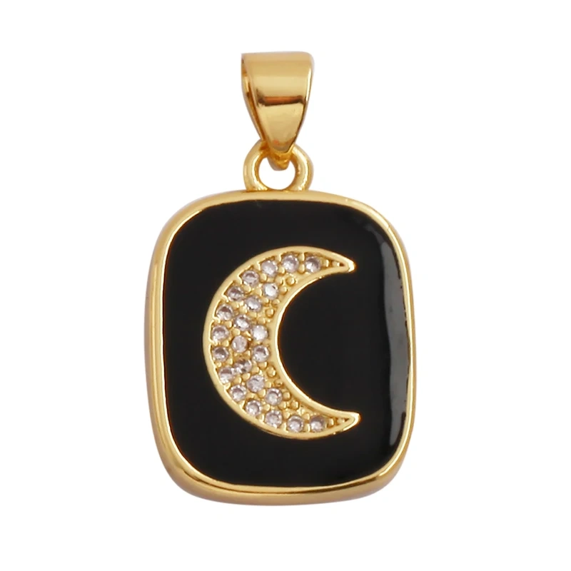 Love Heart Star Sun Flower OX Horn Dragon Zircon Charm Pendant,18K Gold Plated Jewelry Findings Necklace Accessories Supply L61