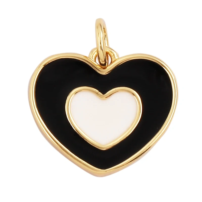 Trendy Colourful Enamel Dripping Oil Love Heart Charm Pendant,Cute Rainbow Round Coin Jewelry Necklace Accessories Supply L28