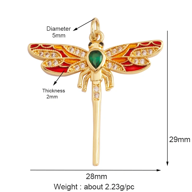 Trendy Butterfly Dragonfly Bird Bee Spider Animal Charm Pendant,Cute 18K Gold Necklace Bracelet for Handmade Jewelry Supply L43