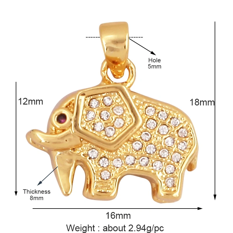 Unique Fine Bear Cow Unicorn Rabbit Giraffe Dinosaur Camel Fox Animal Charm Pendant,Cute 18K Gold Necklace Bracelet Jewelry Supply L43