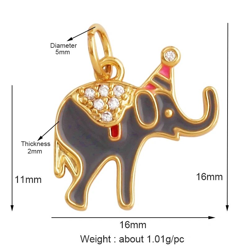 Fine Bird Cat Rabbit Owl Fox Animal Charm Pendant,Unique Bear Elephant 18K Gold Zircon Necklace Bracelet for Jewelry Supply L43