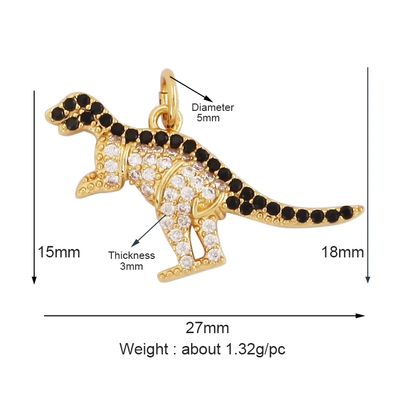 Unique Fine Bear Cow Unicorn Rabbit Giraffe Dinosaur Camel Fox Animal Charm Pendant,Cute 18K Gold Necklace Bracelet Jewelry Supply L43