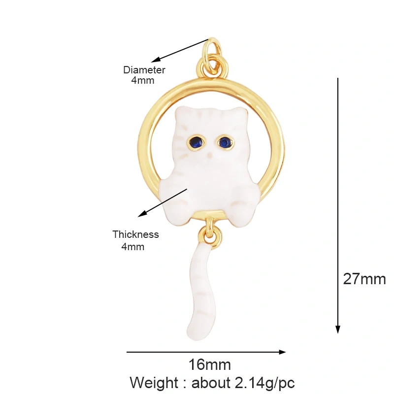 Fine Bird Cat Rabbit Owl Fox Animal Charm Pendant,Unique Bear Elephant 18K Gold Zircon Necklace Bracelet for Jewelry Supply L43