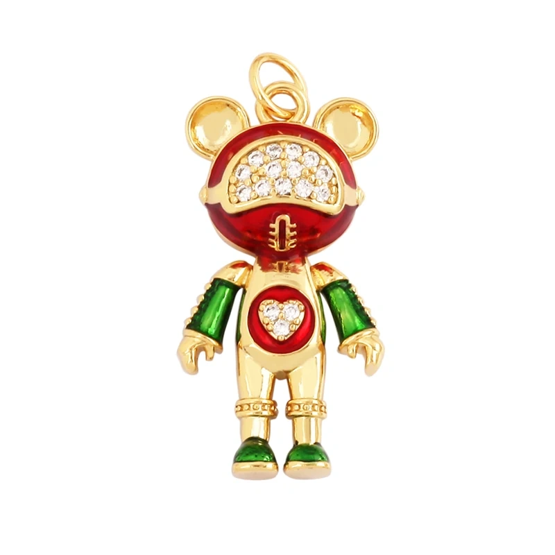 Fine Bird Cat Rabbit Owl Fox Animal Charm Pendant,Unique Bear Elephant 18K Gold Zircon Necklace Bracelet for Jewelry Supply L43