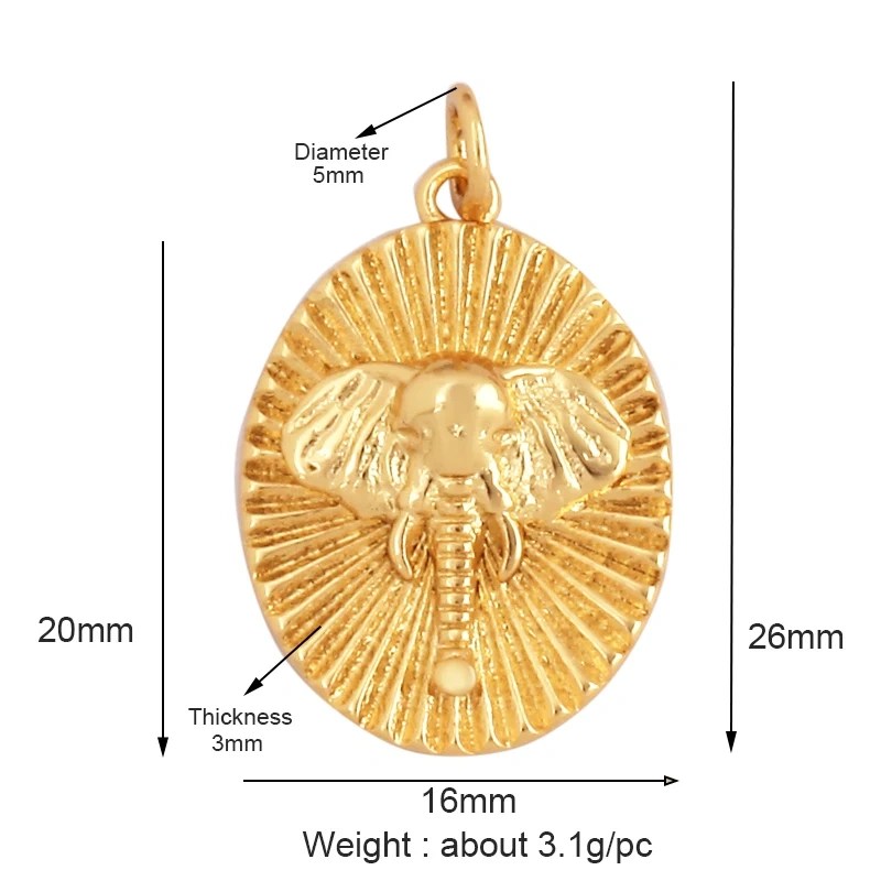 Fine Bird Cat Rabbit Owl Fox Animal Charm Pendant,Unique Bear Elephant 18K Gold Zircon Necklace Bracelet for Jewelry Supply L43
