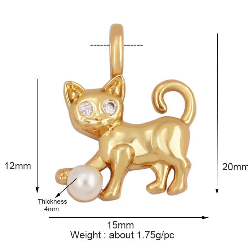 Fine Bird Cat Rabbit Owl Fox Animal Charm Pendant,Unique Bear Elephant 18K Gold Zircon Necklace Bracelet for Jewelry Supply L43