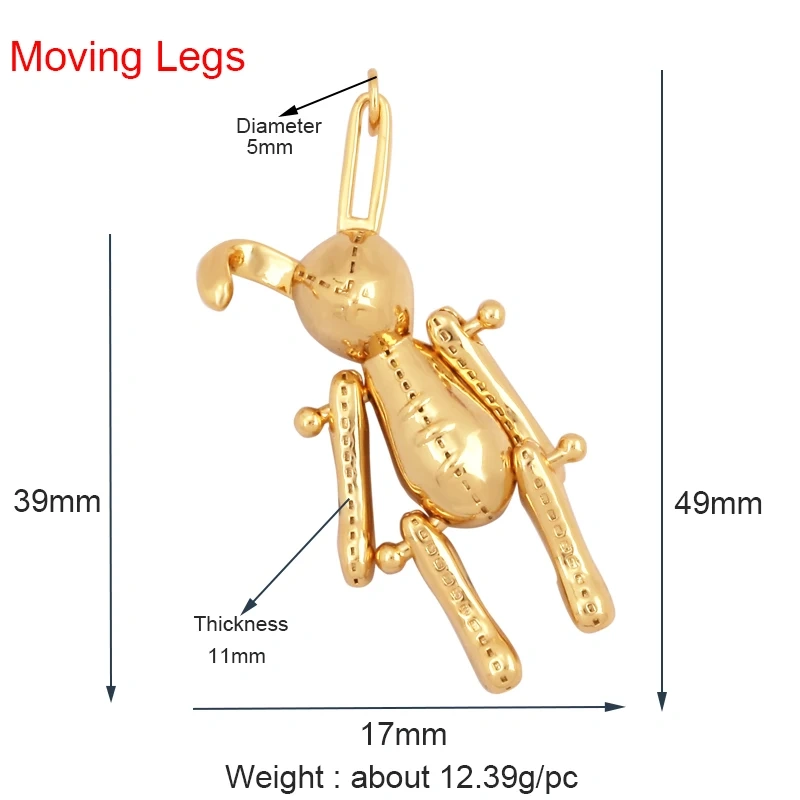 Fine Bird Cat Rabbit Owl Fox Animal Charm Pendant,Unique Bear Elephant 18K Gold Zircon Necklace Bracelet for Jewelry Supply L43