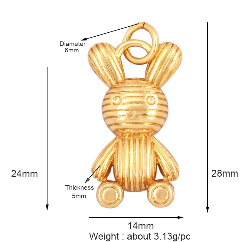 Unique Fine Bear Cow Unicorn Giraffe Dinosaur Camel Fox Animal Charm Pendant,Cute 18K Gold Necklace Bracelet Jewelry Supply L43