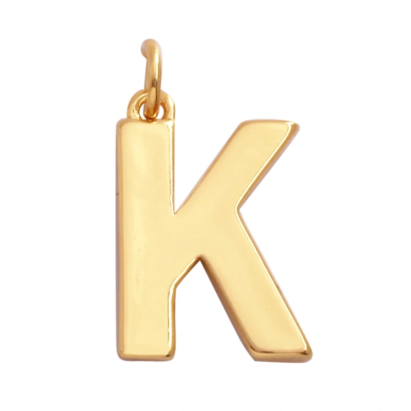Initial Letter charm pendant , mirror finish, gold plated colour , fashion jewelry findings , 1pc L01