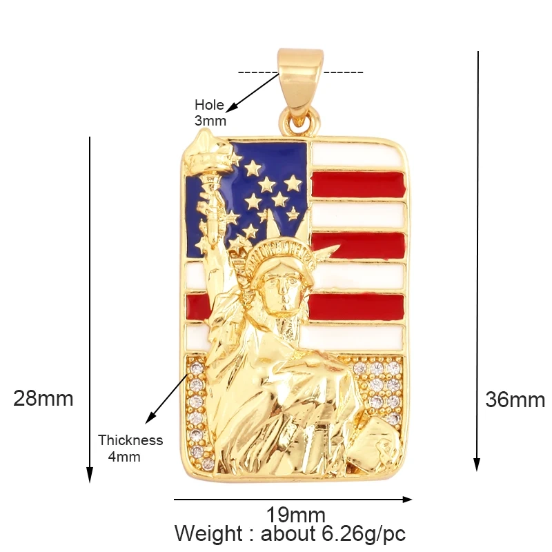 Statue of Liberty Angel Eagle Money Coin Charm Pendant,18K Gold Plated Colour,Necklace Bracelet for Handmade Jewelry Supply L27