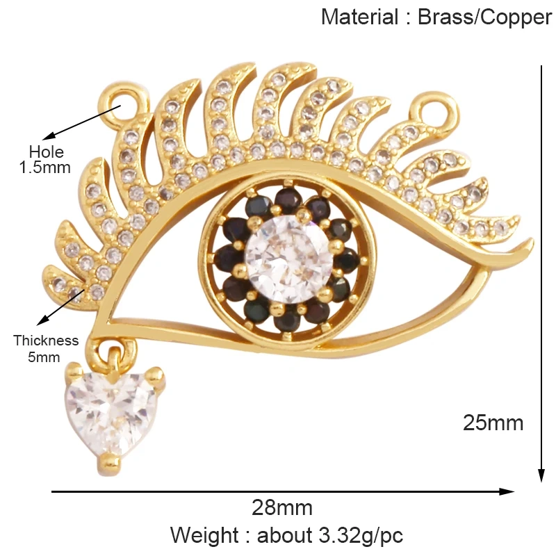 Fashion Unique Amulet Turkish Lucky Evil Eye Charm Pendant,Shell Pearl Cubic Zircon  Paved,Jewelry Necklace Bracelet Supply K32