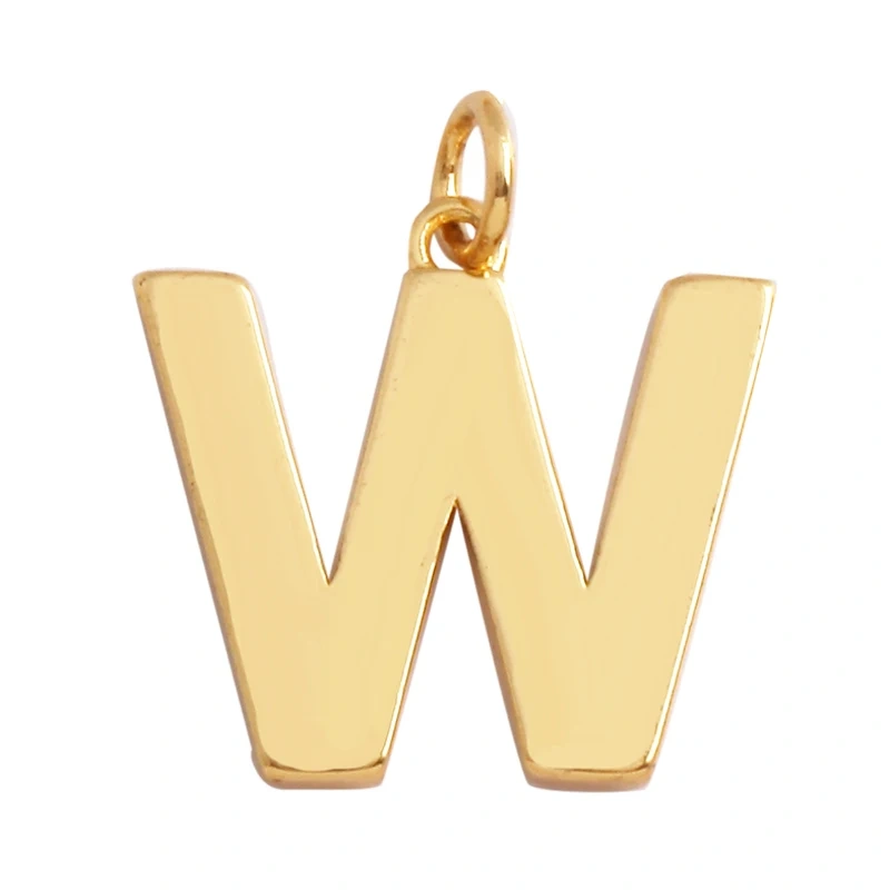 Initial Letter charm pendant , mirror finish, gold plated colour , fashion jewelry findings , 1pc S17