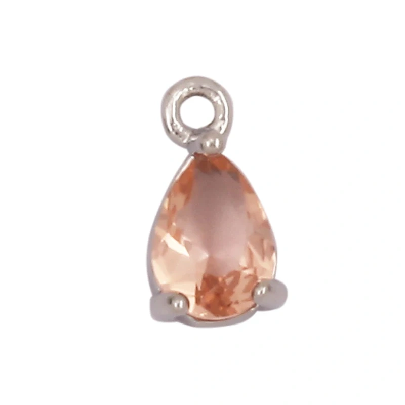 Water Drop Geometry Bezel Charm Pendant with Glass,Earring Attachment,18K Gold Plated CZ Pave Jewelry Findings Accessories K48