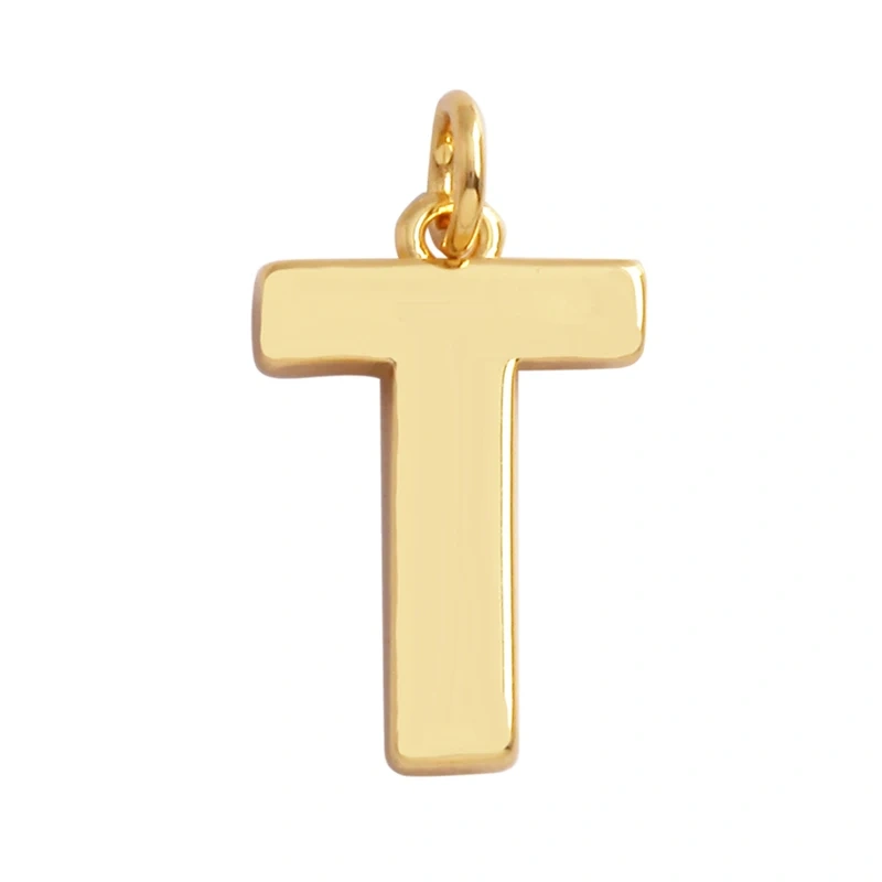 Initial Letter charm pendant , mirror finish, gold plated colour , fashion jewelry findings , 1pc S17