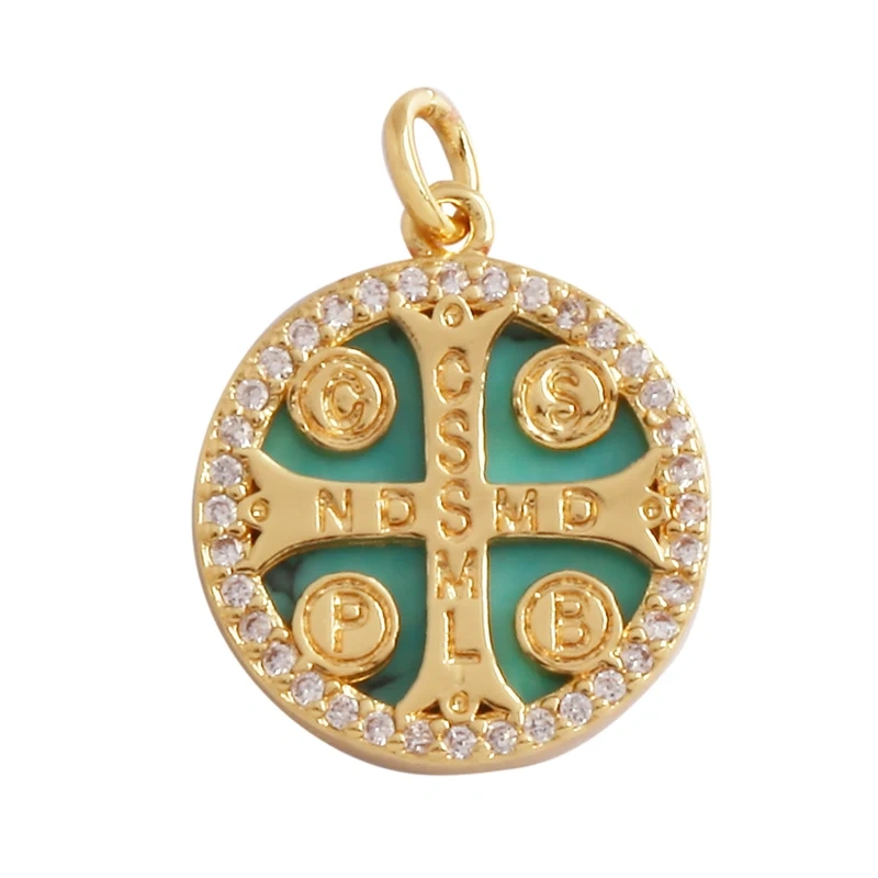 Shell 18K Gold Inlaid Zirconia Charm Geometry Pendant,Holy Religious Jesus Virgin Mary Jewelry Necklace Accessories Supplies M70