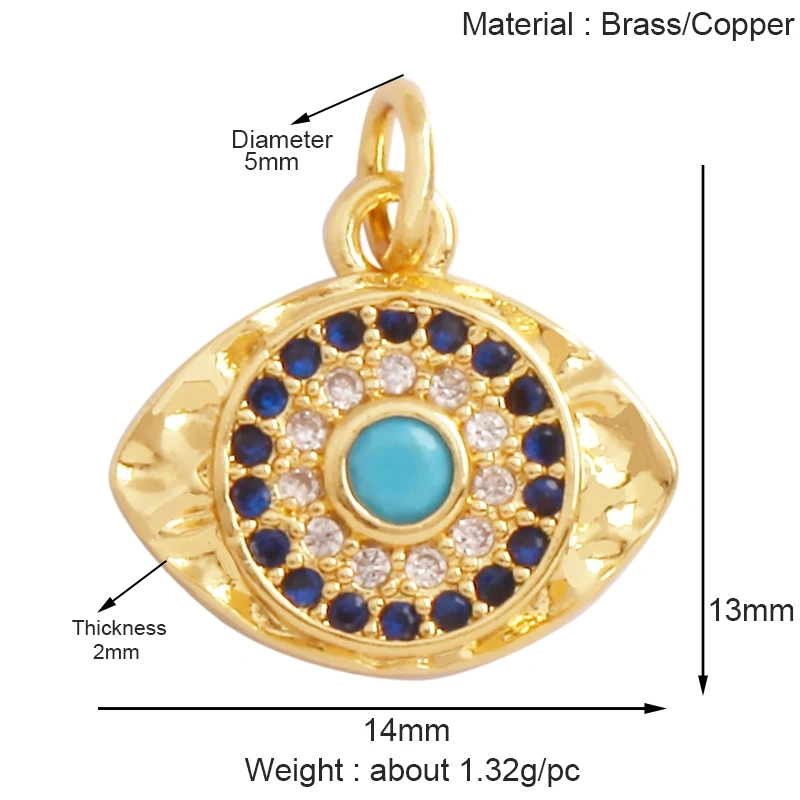 Fashion Unique Amulet Turkish Lucky Evil Eye Charm Pendant,Shell Pearl Cubic Zircon  Paved,Jewelry Necklace Bracelet Supply K32