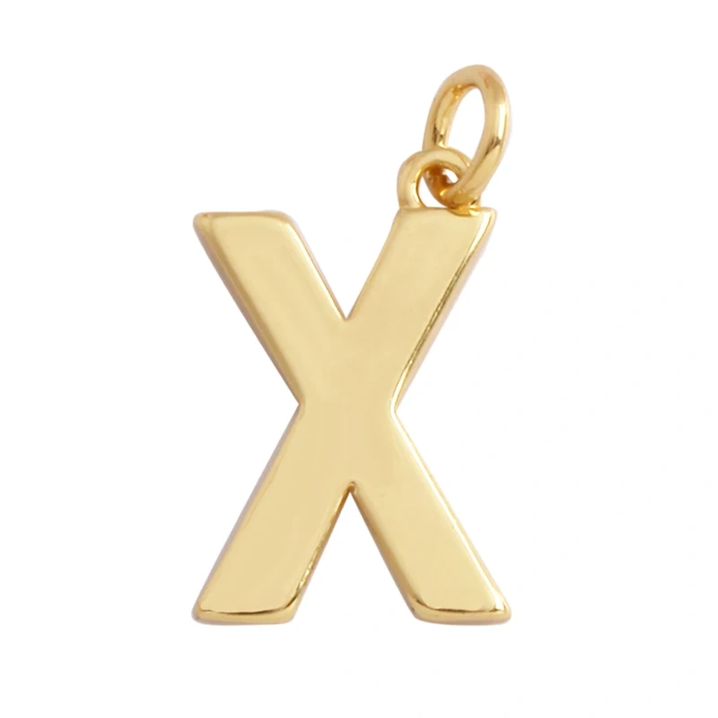 Initial Letter charm pendant , mirror finish, gold plated colour , fashion jewelry findings , 1pc L01