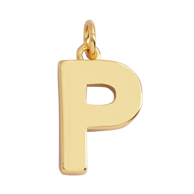Initial Letter charm pendant , mirror finish, gold plated colour , fashion jewelry findings , 1pc S17