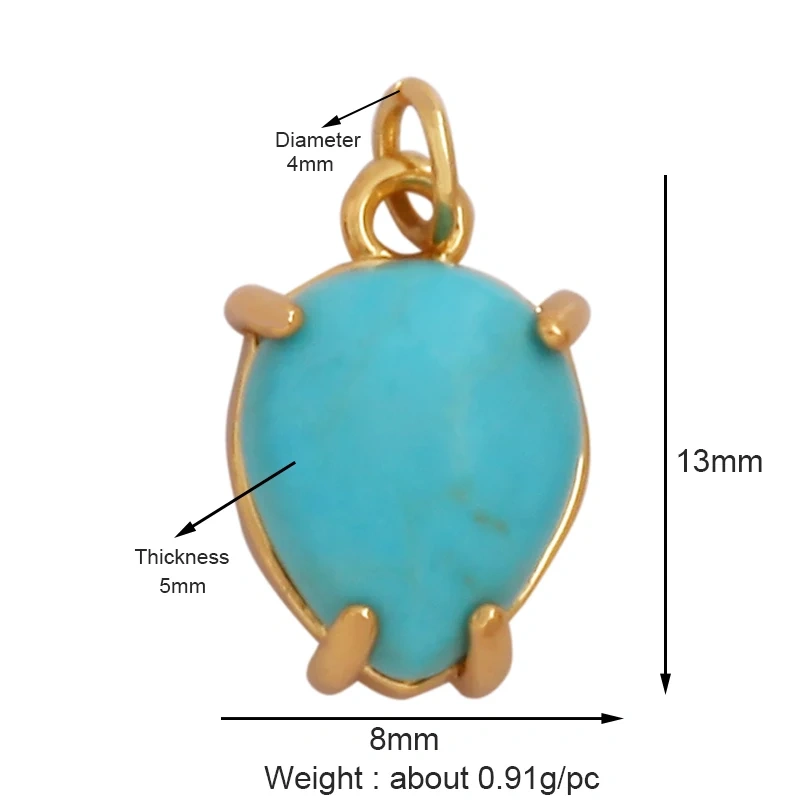 Trendy Crystal Agate Topaz Amethyst Charm Pendant,Water Drop Geometry Shape Necklace Bracelet Handmade Jewelry Accessories K46