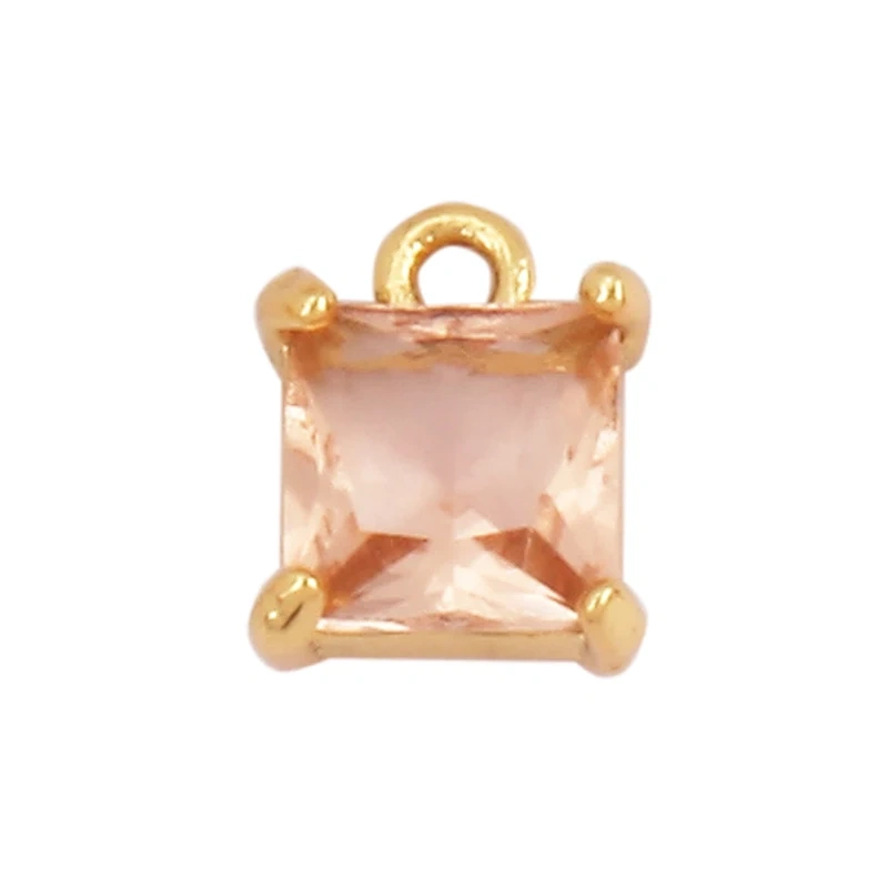 Water Drop Geometry Bezel Charm Pendant with Glass,Earring Attachment,18K Gold Plated CZ Pave Jewelry Findings Accessories K48