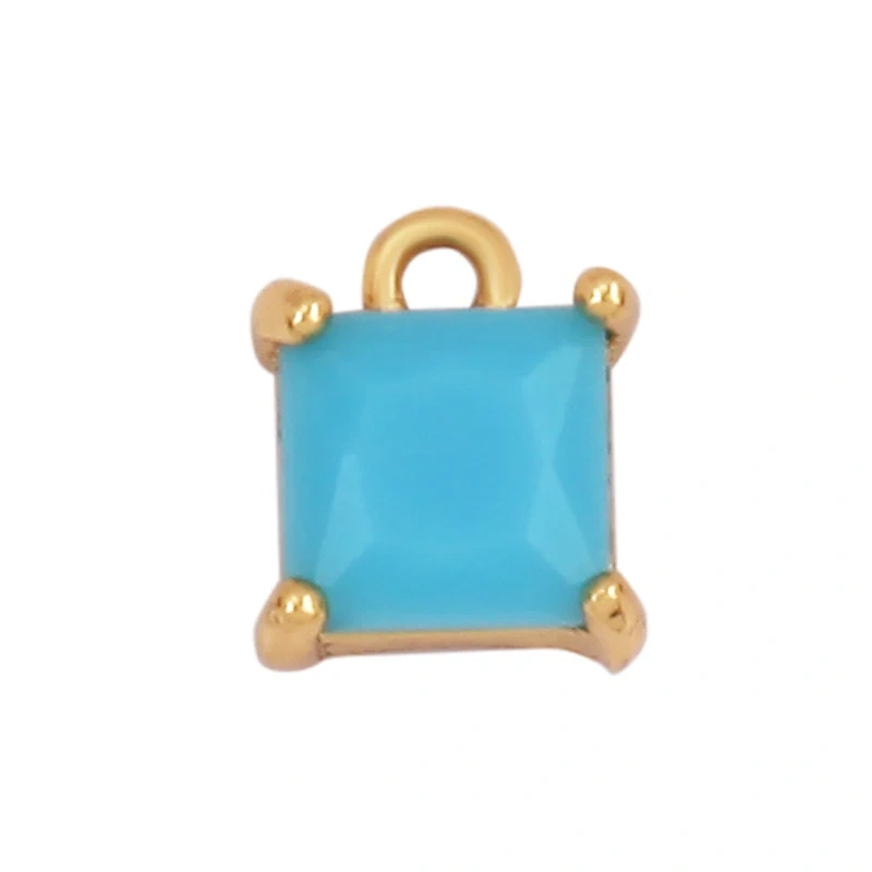 Water Drop Geometry Bezel Charm Pendant with Glass,Earring Attachment,18K Gold Plated CZ Pave Jewelry Findings Accessories K48