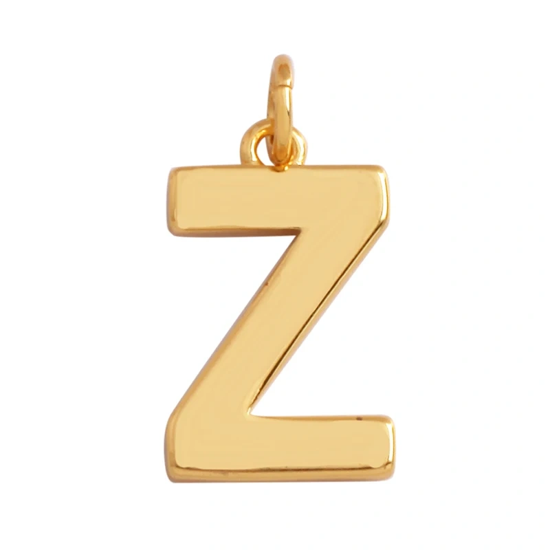 Initial Letter charm pendant , mirror finish, gold plated colour , fashion jewelry findings , 1pc S17
