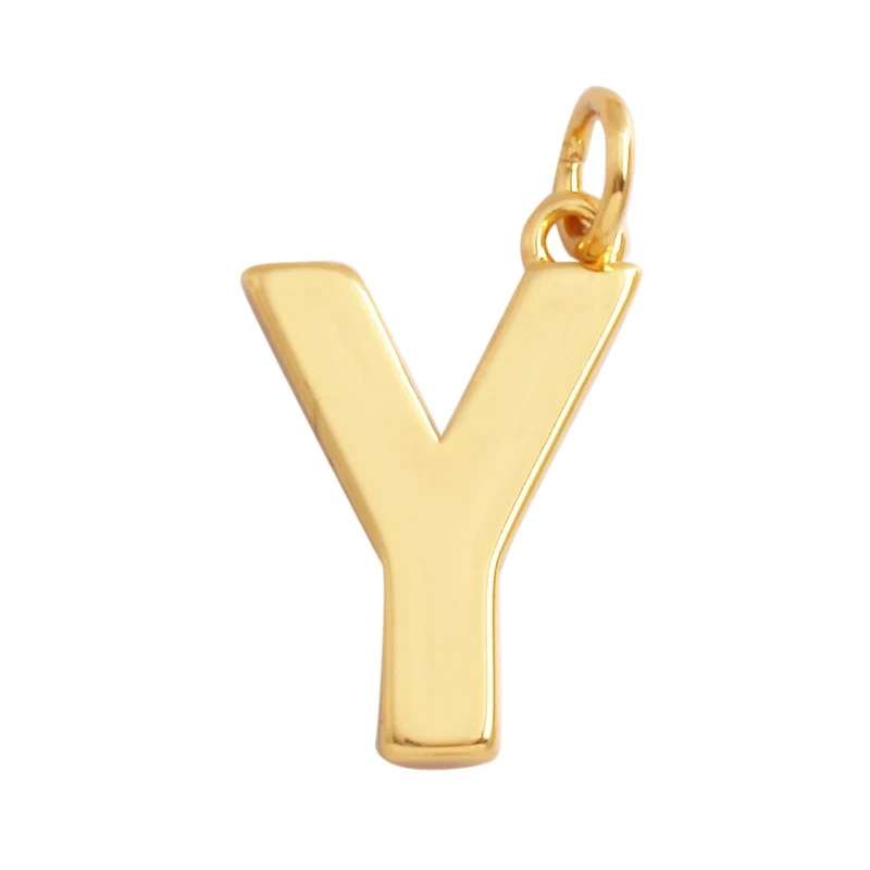 Initial Letter charm pendant , mirror finish, gold plated colour , fashion jewelry findings , 1pc S17
