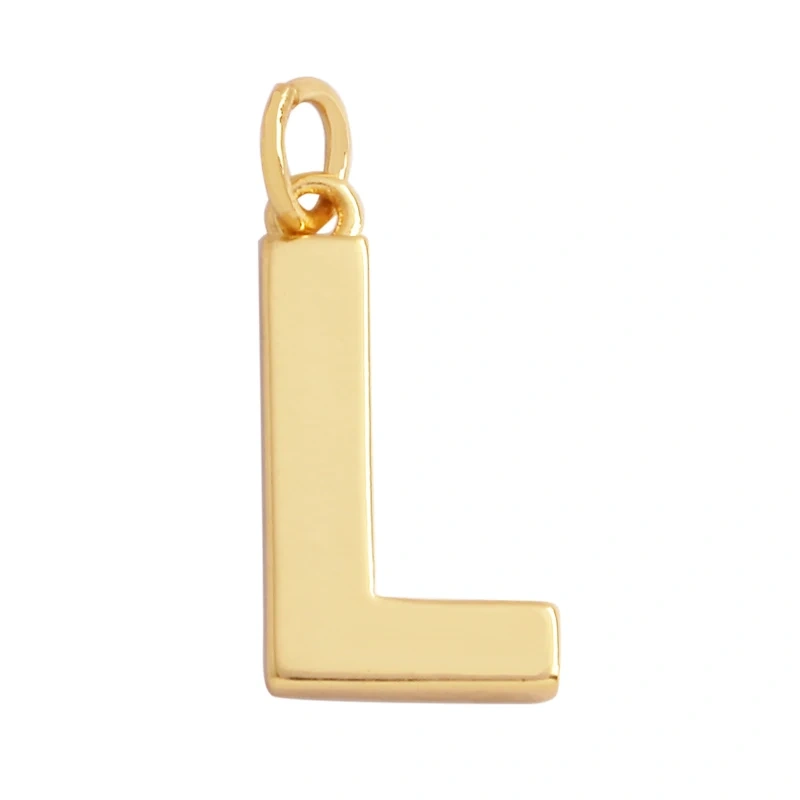 Initial Letter charm pendant , mirror finish, gold plated colour , fashion jewelry findings , 1pc S17