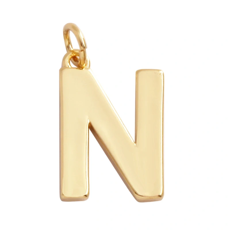 Initial Letter charm pendant , mirror finish, gold plated colour , fashion jewelry findings , 1pc S17