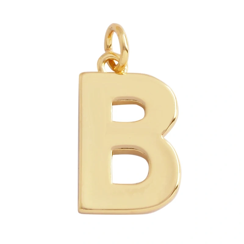 Initial Letter charm pendant , mirror finish, gold plated colour , fashion jewelry findings , 1pc L01