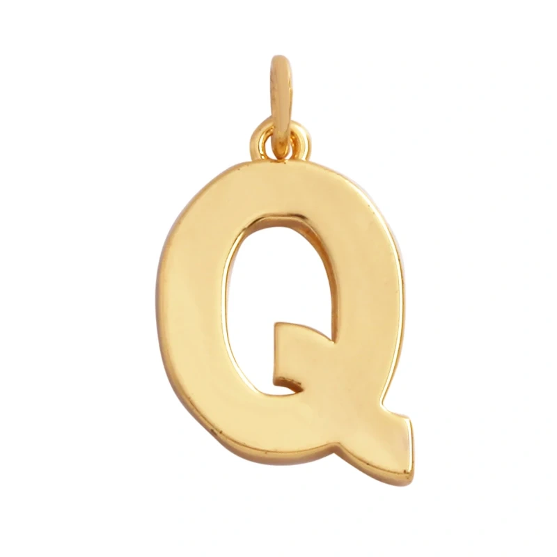 Initial Letter charm pendant , mirror finish, gold plated colour , fashion jewelry findings , 1pc S17