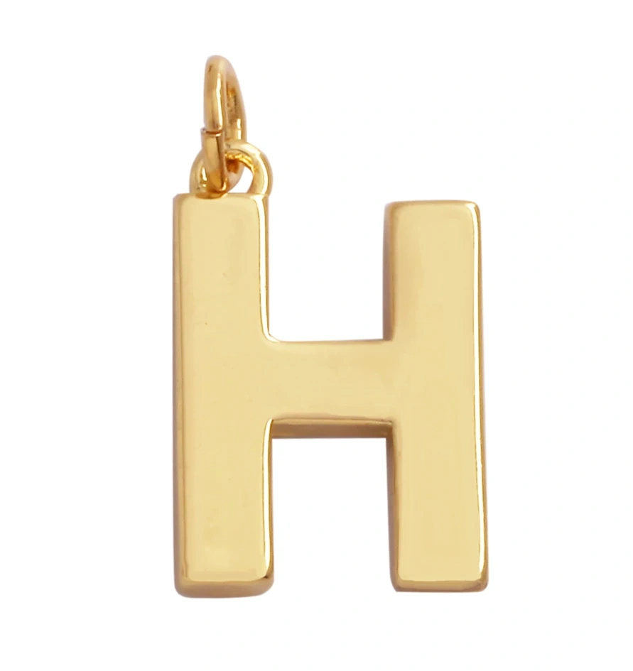 Initial Letter charm pendant , mirror finish, gold plated colour , fashion jewelry findings , 1pc L01