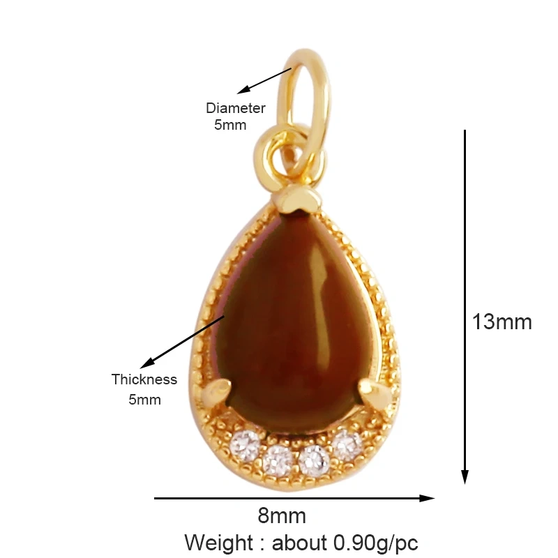 Trendy Crystal Agate Topaz Amethyst Charm Pendant,Water Drop Geometry Shape Necklace Bracelet Handmade Jewelry Accessories K46