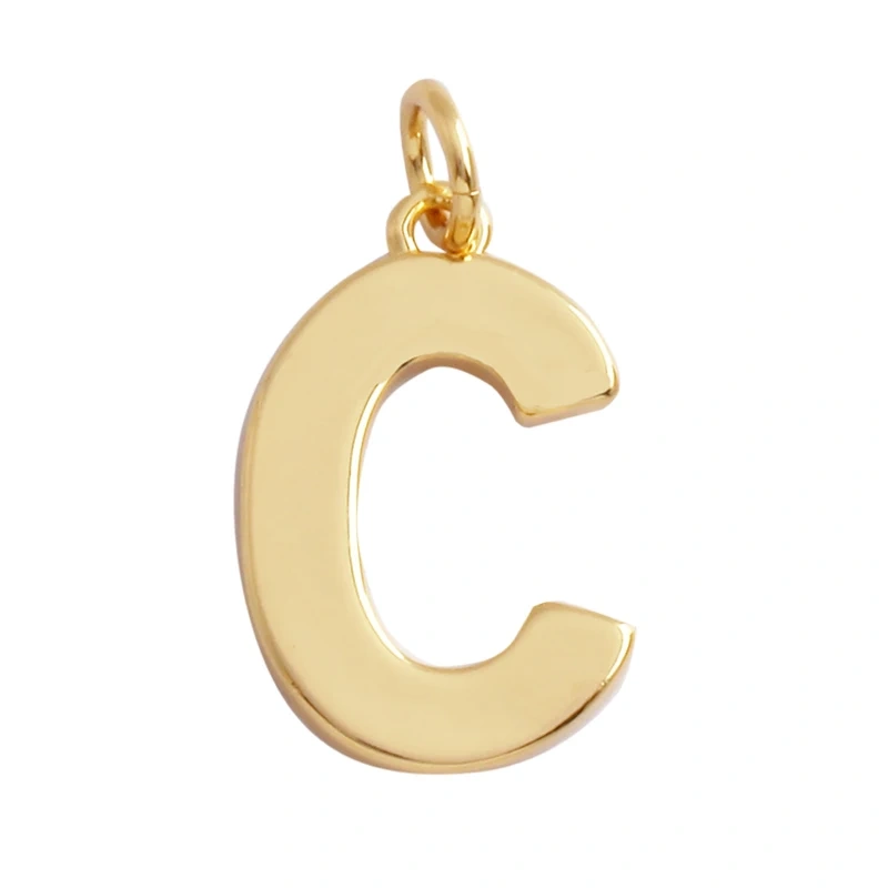 Initial Letter charm pendant , mirror finish, gold plated colour , fashion jewelry findings , 1pc L01