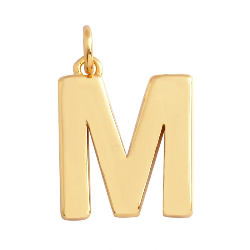 Initial Letter charm pendant , mirror finish, gold plated colour , fashion jewelry findings , 1pc S17