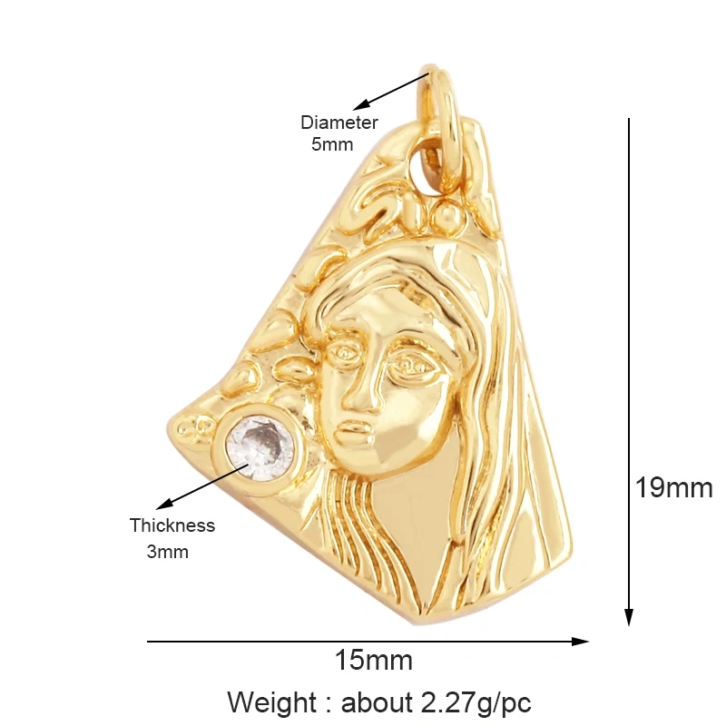 Shell 18K Gold Inlaid Zirconia Charm Geometry Pendant,Holy Religious Jesus Virgin Mary Jewelry Necklace Accessories Supplies M70