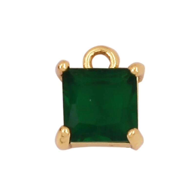 Water Drop Geometry Bezel Charm Pendant with Glass,Earring Attachment,18K Gold Plated CZ Pave Jewelry Findings Accessories K48