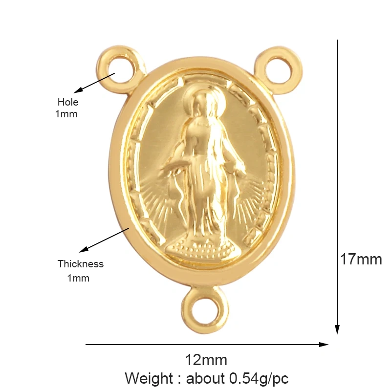 Shell 18K Gold Inlaid Zirconia Charm Geometry Pendant,Holy Religious Jesus Virgin Mary Jewelry Necklace Accessories Supplies M70