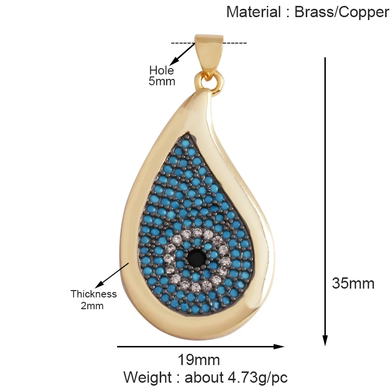 Fashion Unique Amulet Turkish Lucky Evil Eye Charm Pendant,Shell Pearl Cubic Zircon  Paved,Jewelry Necklace Bracelet Supply K32