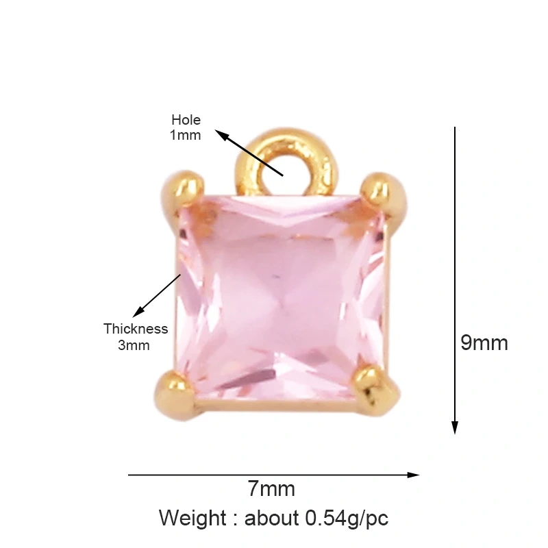 Water Drop Geometry Bezel Charm Pendant with Glass,Earring Attachment,18K Gold Plated CZ Pave Jewelry Findings Accessories K48