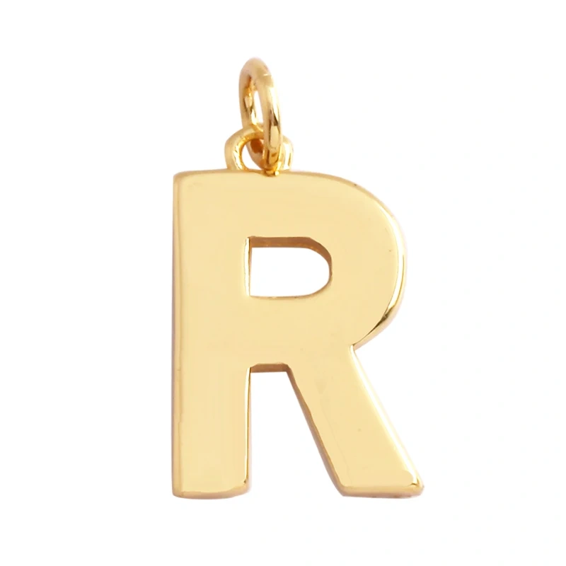 Initial Letter charm pendant , mirror finish, gold plated colour , fashion jewelry findings , 1pc S17
