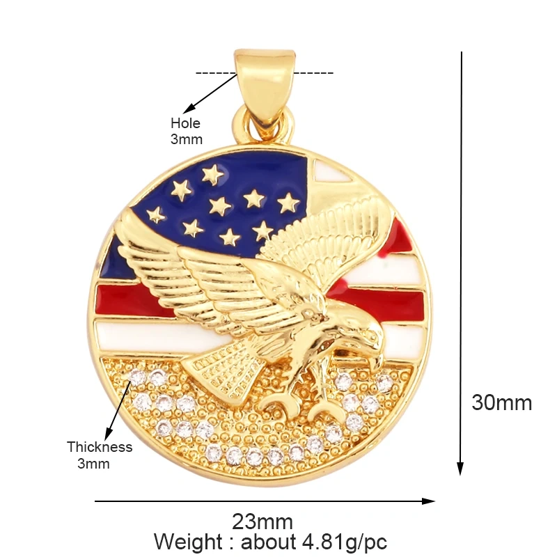 Statue of Liberty Angel Eagle Money Coin Charm Pendant,18K Gold Plated Colour,Necklace Bracelet for Handmade Jewelry Supply L27