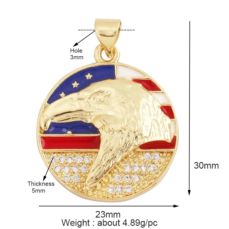 Statue of Liberty Angel Eagle Money Coin Charm Pendant,18K Gold Plated Colour,Necklace Bracelet for Handmade Jewelry Supply L27