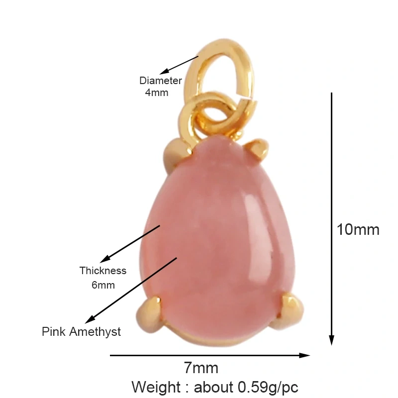 Trendy Crystal Agate Topaz Amethyst Charm Pendant,Water Drop Geometry Shape Necklace Bracelet Handmade Jewelry Accessories K46