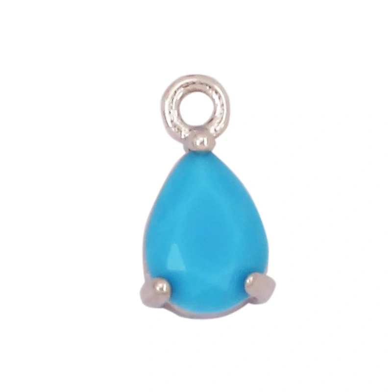 Water Drop Geometry Bezel Charm Pendant with Glass,Earring Attachment,18K Gold Plated CZ Pave Jewelry Findings Accessories K48