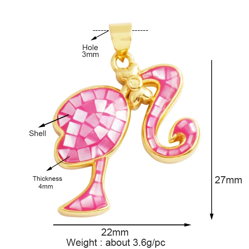 Fairy Tale Small Princess Price CZ Zirconia Boy Girl Mermaid Charm Pendant,18K Gold Plated for DIY Handmade Jewelry Supply M72