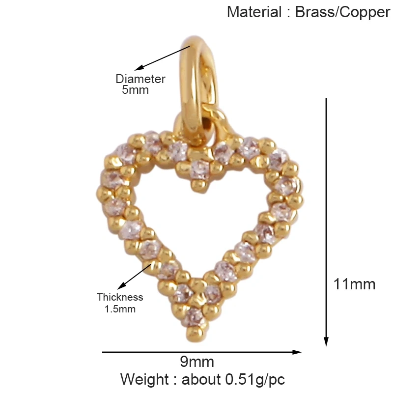 Trendy MOM MAMA Love Heart Charm Pendant,Creative Angel Wings 18K Gold Plated Zircon Jewelry Findings Accessories Supplies K38