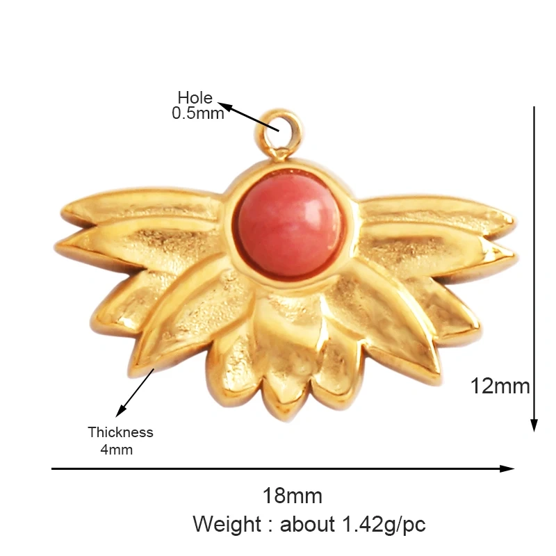316 Stainless Steel Vaccum Plating Sun Flower Gem Stone Geometry Charm Pendant,Bracelet Necklace Components Accessice Supply L72