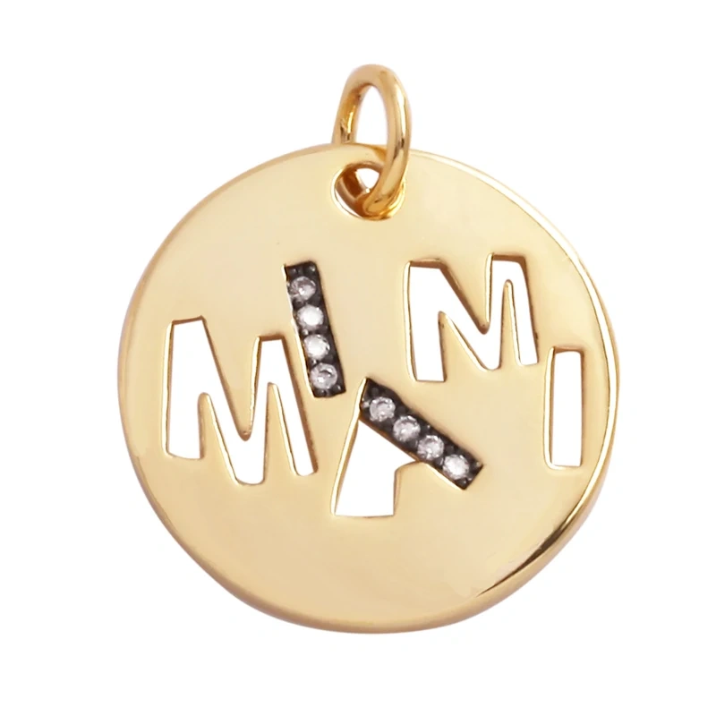 Round Coin Colourful Totem Letter Charm Pendant, Honkong Lasvegas New York Hongkong Tourism 18K Real Gold Plated Colour,Necklace Bracelet for Handmade Jewelry Supplies M72