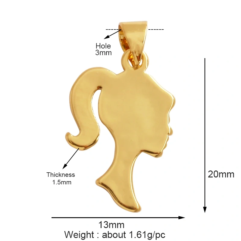 Fairy Tale Small Princess Price CZ Zirconia Boy Girl Mermaid Charm Pendant,18K Gold Plated for DIY Handmade Jewelry Supply M72